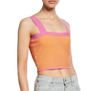 DEREK LAM 10 CROSBY striped stretch crop top